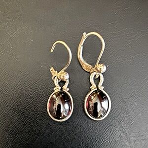 Vintage garnet glass earrings